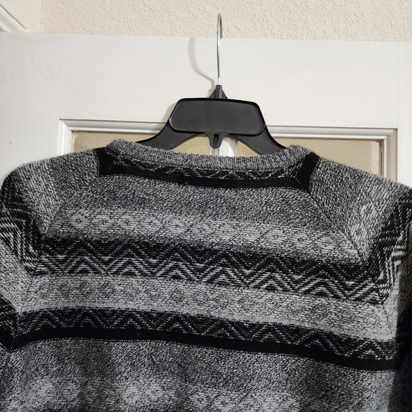 Nordstrom Men’s Shop Wool Cashmere Fair Isle Sweater Gray Black XL - Picture 6 of 15